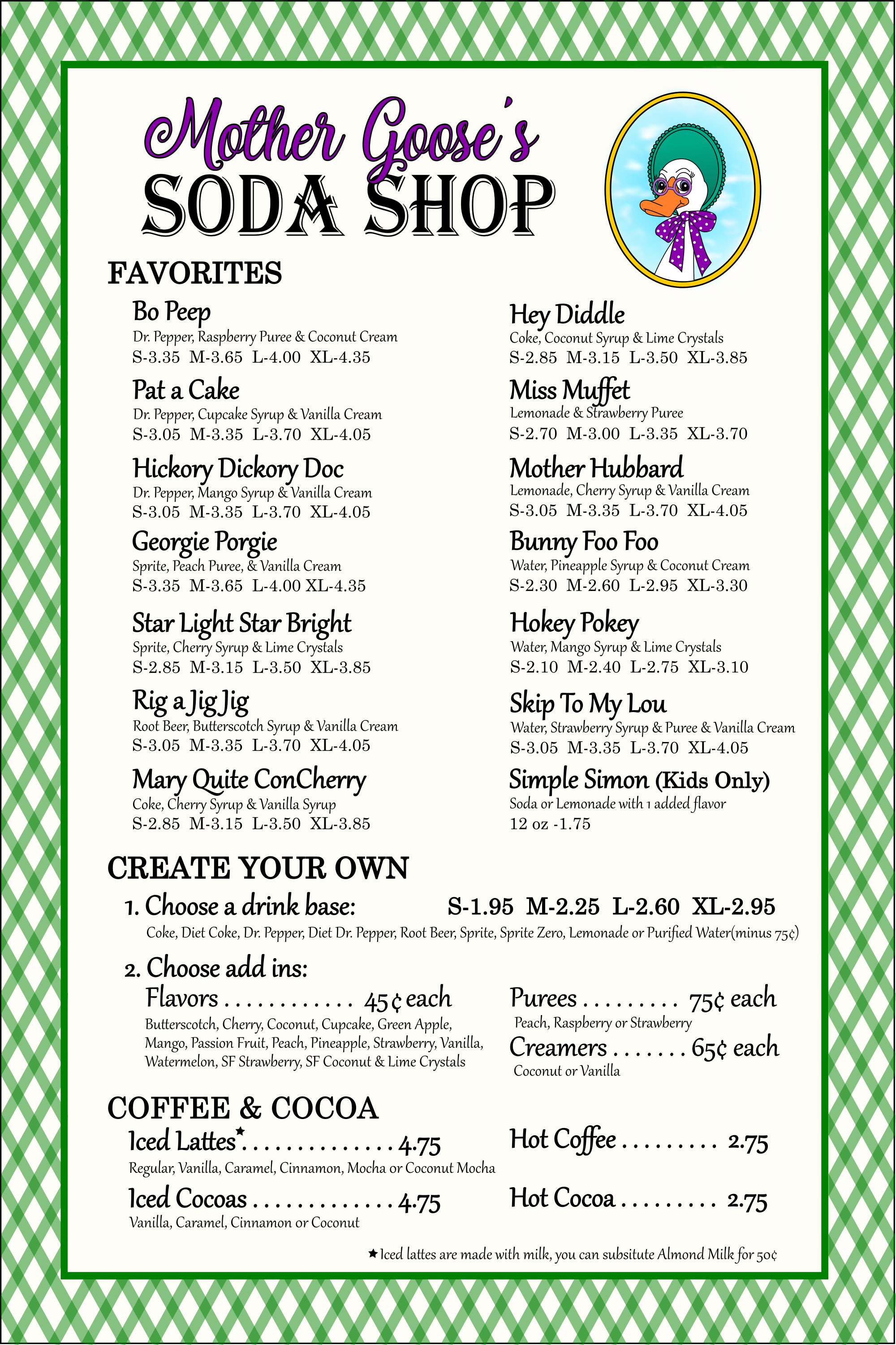 Mother Goose Menu